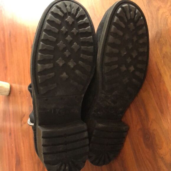 UGG Moto black leather boots distressed black so 8.5 - Picture 5 of 8